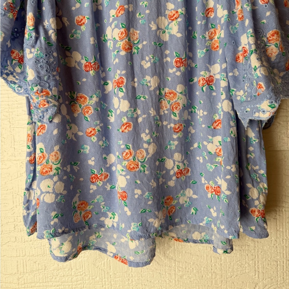 Matilda Jane Be Here Now Periwinkle Floral Lace Flutter Sleeve Top XS - Picture 4 of 9
